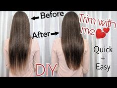 Trim Hair At Home Diy, Diy Haircut Long Hair At Home, Trim My Own Hair Diy, Trim My Hair At Home