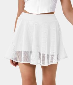 Women’s Everyday 2-in-1 Tennis Skirt-Meshmerizing - HALARA Sheer Mesh Mini Skirt, Summer Stretch Mesh Skirt, Sheer Stretch Mini Skirt For Summer, Summer Sheer Stretch Mini Skirt, Fitted Mesh Mini Skirt For Summer, White Mesh Bottoms, White Mesh Bottoms For Summer, Summer Mesh Bottoms With Mesh Back, Breathable Mesh Bottoms For Summer