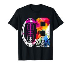 a black t - shirt with an image of a football on it