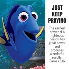 an advertisement for the movie finding nemo, which is featured in a magazine called just keep praying