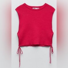 Ara Top Zara Cotton Crew Neck Knit Top, Zara Pink Knit Tops, Pink Knit Zara Tops, Zara Casual Tops For Layering, Casual Zara Tops For Layering, Zara Sleeveless Knit Tops, Zara Stretch Casual Knit Top, Zara Stretch Knit Top Casual, Zara Casual Stretch Knit Top