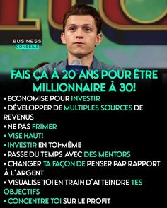 a man is standing in front of a sign that says, fas ca 20 ans pour entre millionaire a 30