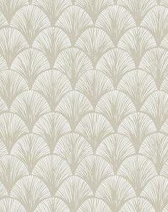 an art deco wallpaper pattern in beige and white with fan shaped shapes on it