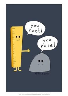 a poster with a ruler saying you rock, you rule and a smiling cartoon character