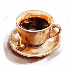 Coffee Cup Clipart in Oil Painting Style Artwork: Vector, PNG, 4K Coffee Cup Art Illustration, Cup Of Coffee Painting, Coffee Cup Art Paintings, Painting Of A Coffee Cup, Cup Of Coffee Illustration Art Prints, Coffee Cup Clipart, Gallery Wall Bedroom, Bear Artwork, Digital Banners