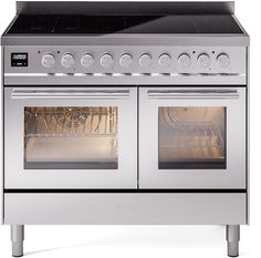 an oven with two doors and one door open on the right side, in front of a white background