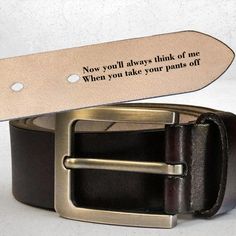 Crafted from high-quality cowhide leather, this belt is not only durable but also incredibly luxurious, making it the perfect gift for the discerning gentleman in your life. Surprise the man in your life with a gift that is both stylish and meaningful.

What sets this leather belt apart is its customization options. You have the opportunity to add a personal touch by engraving initials, a special date, or a meaningful message on the inner or outer sides of the belt. This customization elevates the belt from a simple accessory to a cherished keepsake that holds sentimental value.Designed to complement a wide range of outfits, from casual to formal, this leather belt is versatile and functional. Whether worn with jeans or paired with a suit, it adds a touch of refinement and class to any ens Leather Belts With Names, Personalized Belts For Men, Personalized Leather Belts For Men, Custom Leather Belts Black, Masculine Leather Belt Buckles For Business, Engraved Initials, Custom Belt, Leather Belts Men, Meaningful Messages