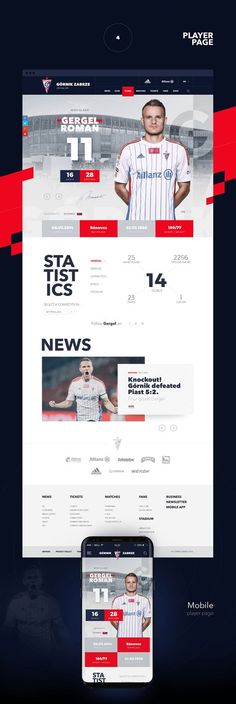 an image of a website design for sports teams