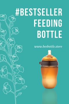 a bottle with flowers on it and the words best seller feeding bottle in front of it