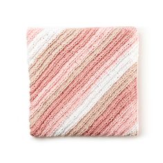 a pink and white striped blanket on a white background