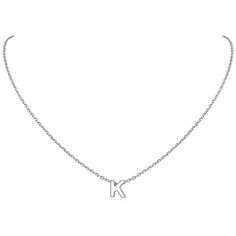 PRICES MAY VARY. CLASSIC FASHION NECKLACE -- This small letter necklace look very elegant with sweet and special design, beautiful for everyday wear or special occasion. If you have a "K" on your first name or last name, or it represents a special someone in your life, just buy this meaningful monogram necklace. STERLING SILVER NECKLACE -- Hypoallergenic platinum plated sterling silver, passed strict skin test grants allergy free, nickel-free, these tiny initial necklaces are safe for skin. NECK Silver Simple Necklace, Sliver Necklace, Letter Necklace Initials, Sterling Silver Initial Necklace, Silver Initial Necklace, Initial Necklace Silver, Small Letter, Simple Silver Jewelry, Initial Necklaces