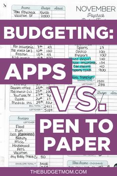 budgeting apps vs pen to paper