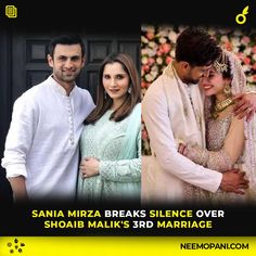 an image of two people and the caption says, sania mirza breaks silence over shoaib maks 3rd marriage