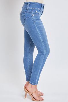 Want a better butt? Well, our Women’s Sustainable WannaBettaButt Mid Rise Skinny Jeans will help get you there. Part of our beloved WBB collection, these denim pants feature our signature heart-shaped stitching and perfectly placed pockets that give your bum a contoured and lifted look. This mid-waisted style is fitted hip to hem in a way that shows off all your natural curves, and is detailed with a zip fly with three-button closure. Wear with a fitted crop and sneakers for an “everyday” look t Stretch High Rise Cropped Jeans In Medium Wash, High Rise Stretch Cropped Jeans In Medium Wash, Non-stretch High Rise Medium Wash Jeggings, High Rise Non-stretch Medium Wash Jeggings, High Rise Medium Wash Jeggings, Stretch Denim Tapered Leg Bottoms, Stretch High Rise Denim Bottoms, Stretch Mid-rise Cropped Jeans In Medium Wash, Mid-rise Stretch Cropped Jeans In Medium Wash