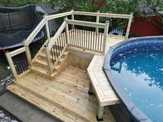 Diy Deck For Above Ground Pool, Above Ground Pool With Patio, Back Patio Above Ground Pool Ideas, Deck All The Way Around Above Ground Pool, Build A Deck Around An Above Ground Pool, Back Yard Above Ground Pool And Patio, Wood Deck Around Above Ground Pool, Above Ground Pool Steps, Stock Pools