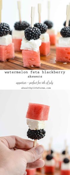 watermelon, blackberries and raspberry skewers are the perfect summer treat