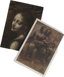 two cards with an image of a woman holding a child