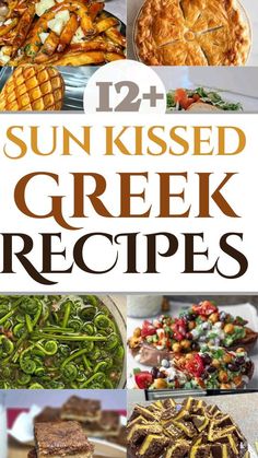 twelve sun kissed greek recipes with text overlay