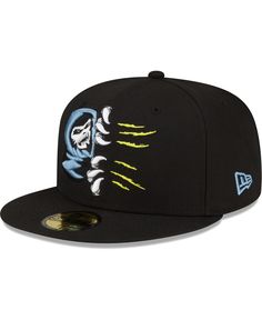 the new era fitted hat features an image of a skeleton with claws on its face