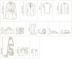 an image of men's clothing and accessories on a white background with measurements for each item