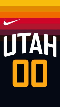 the utah basketball jersey is shown in black, yellow and red with an orange stripe