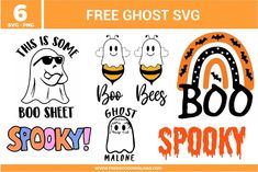 halloween stickers with ghost and spooky