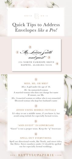 the wedding menu is shown with flowers on it