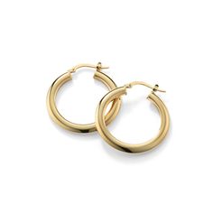 The subtle knife edge around the outside of these hoop earrings offers a chic touch to an otherwise classic style. Crafted in warm 14-karat yellow gold  they feature a secure yet easy lever back and a lightweight feel  perfect for every day. Classic Round Hoop Earrings For Everyday, Yellow Gold Polished Hoop Earrings For Everyday, Everyday Polished Yellow Gold Hoop Earrings, Timeless Yellow Gold Hoop Earrings For Everyday, Everyday Yellow Gold Polished Hoop Earrings, Classic Earrings With Polished Finish, Classic Round Earrings For Everyday Elegance, Classic Round Everyday Elegance Earrings, Classic Tarnish Resistant Earrings For Everyday Luxury