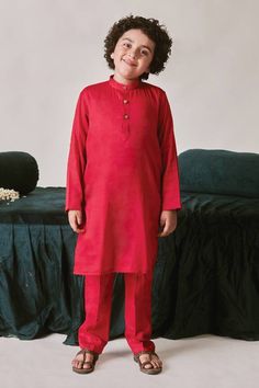 Crimson red sherwani with thread, sequin, cutdana, bead, crystal embroidery. Paired with kurta and pant. - Aza Fashions Red Salwar Kameez With Naqshi For Festive Occasions, Festive Red Salwar Kameez With Naqshi Detail, Festive Red Salwar Kameez With Naqshi, Red Traditional Churidar With Naqshi Details, Red Naqshi Salwar Kameez For Festive Occasions, Red Sherwani For Festive Occasions, Red Long Sleeve Sherwani With Resham Embroidery, Red Traditional Wear With Naqshi For Festive Season, Red Traditional Wear With Naqshi For Festive Occasions