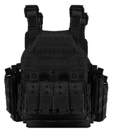 a black vest with multiple pockets and straps