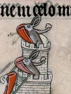 an image of a rabbit on top of a tower with other animals in it's basket