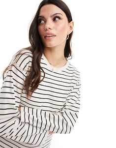 Tops by Vila Cart-worthy find Stripe design Crew neck Drop shoulders Oversized fit T-shirts & Tank Tops, Sunglasses Shop, Stripes Design, Black Stripes, Oversized Fits, Long Sleeve Tshirt, Topshop, Asos, T-shirt