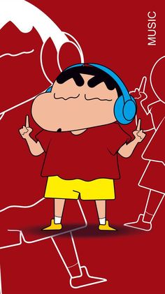 a cartoon character with headphones on