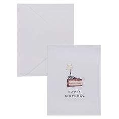 a birthday card with a piece of cake on it