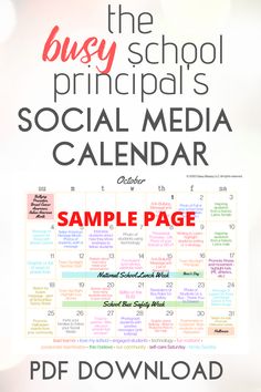 the busy school principals social media calendar