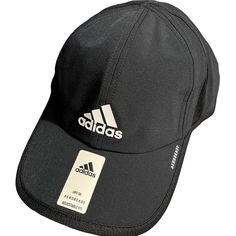 Adidas Aeroready Mens Superlite Black Adjustable Fit Hat Upf 50 New With Tags! Black Sports Windproof Hat, Sporty Windproof Black Hat, Sporty Black Windproof Hats, Moisture-wicking Baseball Cap For Outdoor Activities, Black Sporty Windproof Hats, Black Windproof Sporty Hats, Black Windproof Sports Hat, Adidas Breathable Hats For Sports Events, Sporty Windproof Hat For Sports