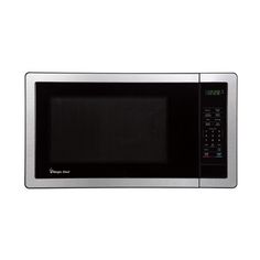 a microwave oven with the door open on a white background and black trimmings