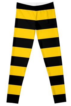 Super stretchy and durable polyester full-length leggings. Vibrant high-quality sublimation print across the front and back. Size range XXS-XL. Item with bee pattern. Bee Pattern, Striped Leggings, Black And Yellow, Leggings Design, Yellow Stripes, Black N Yellow, Pajama Pants, White Black, Full Length