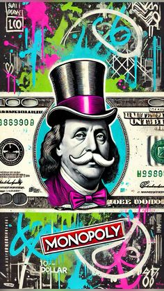 a dollar bill with a man in top hat and mustache on it's face