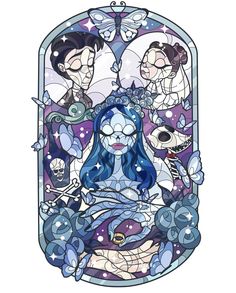 Corpse Bride Stained Glass Art, Good Vs Evil Characters, Corpse Bride Illustration, Corpse Bride Cartoon, Corpse Bride Stickers, The Corpse Bride Art, Tim Burton Dibujos, Corpse Bride Drawing