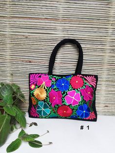 "Handmade Embroidered Flower Bag, Mexican bag, made in Chiapas, Mex. About Our Items: Each of our pieces are carefully crafted by artisans from the states of Oaxaca and Chiapas. Our items are made of cotton. Care Instructions: Please take care to handwash your items in cold water and hang to dry. We ship anywhere in the word, from Tepic, Nayarit, mx. Made by artisans from Oaxaca, Mx Measurement in inches 16\" inches wide. 10\" height." Mexican Bag, Mexican Sandals, Ethnic Bag, Traditional Mexican, Flower Bag, Handmade Bag, Anaheim, Hippie Style, Bag Shoulder