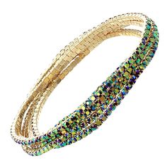 PRICES MAY VARY. Our elegant set of 5 stretch style bangle bracelets will elevate your accessory collection to the next level with this stunning arm candy bling! Glittering crystals in a kaleidoscope of colors catch the light beautifully, adding major sparkle, making this bracelet set spectacular! Stretch bracelet with 2.25 inch diameter opening. Bracelets will fit most small to medium wrists. Iridescent green crystals in a gold tone setting Set of 5 thin bangle bracelets with glass crystals. Stylish and simple design of a single row of small crystal rhinestones in a prong setting on stretch bands. A beautiful set of bangle bracelet, can be worn all together, separately alone, or with other bracelets in your jewelry collection. They look great dressed up, but are just as stylish with a pai Multi Strand Pearl Necklace, Western Necklaces, Casual Earrings, Western Earrings, Iridescent Green, Silver Jewelry Necklace, Pink Necklace, Rose Gold Bracelet, Pearl Pendant Necklace