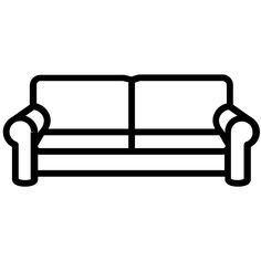 a black and white line drawing of a couch with armrests on the back