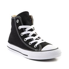 Converse Chuck Taylor All Star Hi Sneaker - Little Kid - Black | Journeys Converse Hi, Shoe Size Chart Kids, Converse Low Tops, Black Converse, Kids Converse, Star Sneakers, Converse Chuck Taylor All Star, Kids Sneakers, Converse All Star