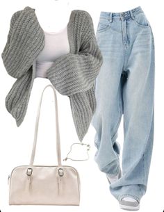 Modern Chic Clothing Style, Winter Fits College, Changing Style Clothing Tips, Outfit For Back To School, Cute Trendy Outfits Winter, Dream Clothes Outfits, Very Baggy Jeans Outfit, Baggy Boyfriend Jeans Outfit, Cute Outfits With Cardigans