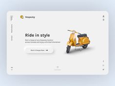 a scooter is shown on the web page for vespasplay's ride in style