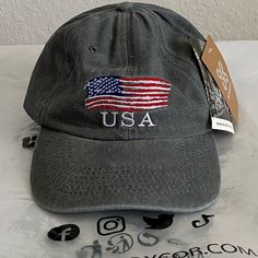 Men’s Wodxcor Adjustable Baseball Cap In 100% Distressed Cotton. Usa Flag Embroidered. Color Is A Distressed Gray. Lightweight And Adjustable To Ensure Perfect Fit. New In Package With Tags. Usa Flag, Baseball Cap, New Color, Accessories Hats, Perfect Fit, The 100, Mens Accessories, Man Shop, Baseball