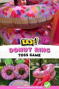 an inflatable donut ring toss game for kids