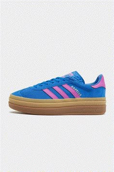 Get A Classic Look With An Elevated Edge With These Women's Gazelle Bold Trainers From Adidas Originals. In A Purple Burst Colourway, These Kicks Have A Durable Suede Upper To Bring You A Premium Vibe. They Feature A Lace Fastening To Secure The Fit, A Padded Ankle Collar For A Plush Feel, And A Chunky Midsole For Cushioned Comfort. With A Rubber Outsole For Total Traction, It's Finished With The 3-Stripes To The Sidewalls And The Trefoil To The Tongue. | Ig4367. Material: Leather Uppe Chunky Adidas, Gazelle Bold, 270 Nike, Adidas Originals Gazelle, Fancy Shoes, Shoe Inspo, Colorful Shoes, Sporty Outfits