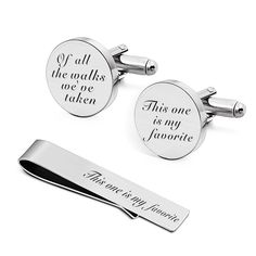 PRICES MAY VARY. High-quality craftsmanship and durable materials ensure that these cuff links and tie clip will last for years, serving as a cherished keepsake for fathers husband boyfriend. Unique phrase 'Of all the Walks We've taken, This one is my Favorite' engraved on the cufflinks, making it a sentimental gift for the father of the bride or groom. Versatile and timeless design, suitable for various occasions including weddings, parties, business events, and more. Enhances the overall look Gift For Husband On Wedding Day, Gift For Groom, Men Tie, Engraved Cufflinks, Cufflink Box, Goth Wedding, Personalized Cufflinks, Engraved Initials, Shirt Business